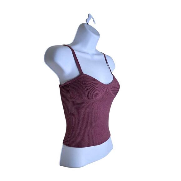 Madewell Strappy Cropped Bustier Tank Top Womens XXS Plum Purple - Picture 2 of 7